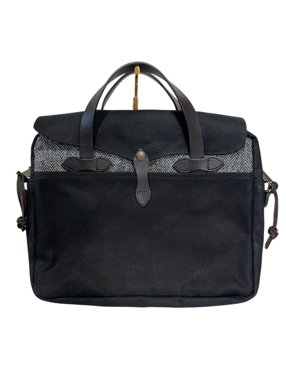 Filson Harris Tweed Black Briefcase With Leather Handles & Brass Accents
